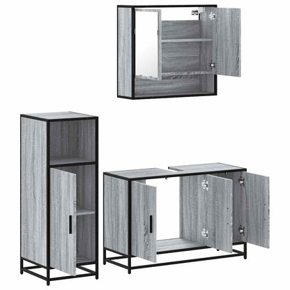 vidaXL 3 Piece Bathroom Furniture Set Grey Sonoma Engineered Wood 6