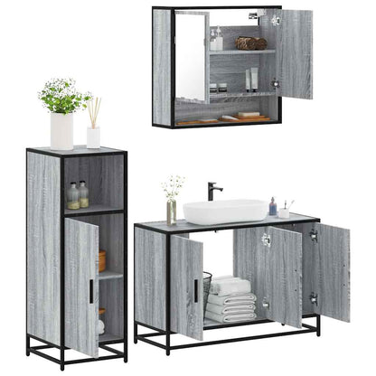 vidaXL 3 Piece Bathroom Furniture Set Grey Sonoma Engineered Wood 1
