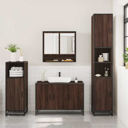 vidaXL 3 Piece Bathroom Furniture Set Brown Oak Engineered Wood 3
