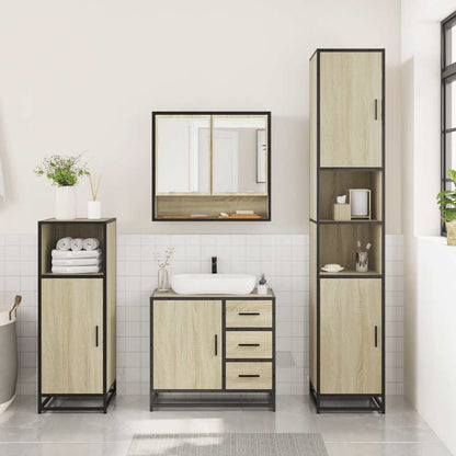 vidaXL 3 Piece Bathroom Furniture Set Sonoma Oak Engineered Wood 3