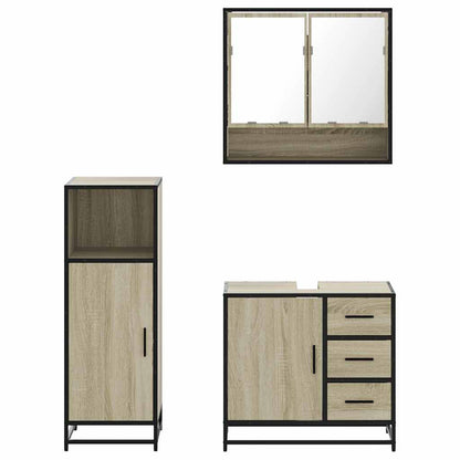 vidaXL 3 Piece Bathroom Furniture Set Sonoma Oak Engineered Wood 5