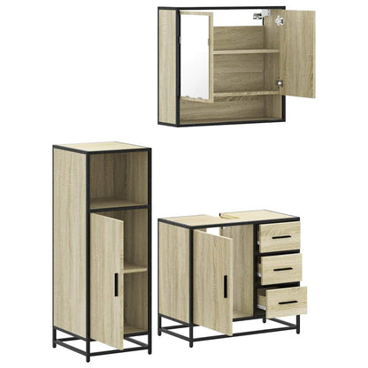 vidaXL 3 Piece Bathroom Furniture Set Sonoma Oak Engineered Wood 6