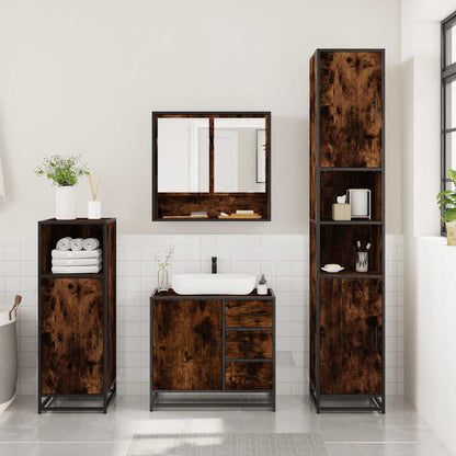 vidaXL 3 Piece Bathroom Furniture Set Smoked Oak Engineered Wood 3