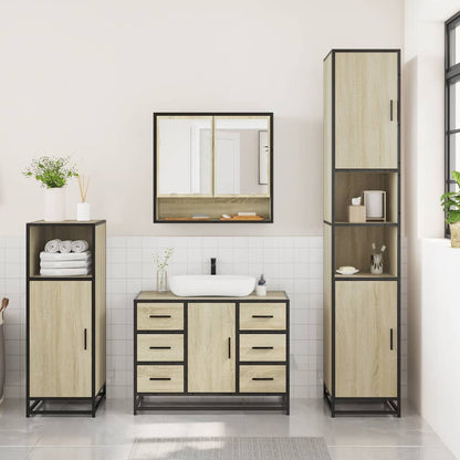 vidaXL 3 Piece Bathroom Furniture Set Sonoma Oak Engineered Wood 3