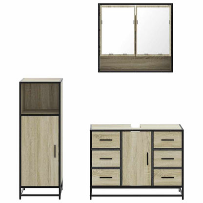 vidaXL 3 Piece Bathroom Furniture Set Sonoma Oak Engineered Wood 5