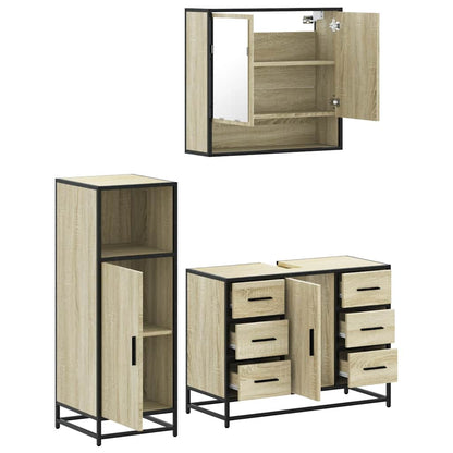 vidaXL 3 Piece Bathroom Furniture Set Sonoma Oak Engineered Wood 6