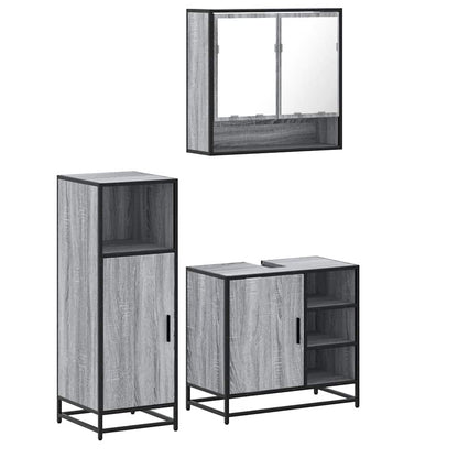 vidaXL 3 Piece Bathroom Furniture Set Grey Sonoma Engineered Wood 2