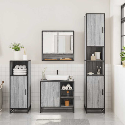 vidaXL 3 Piece Bathroom Furniture Set Grey Sonoma Engineered Wood 3