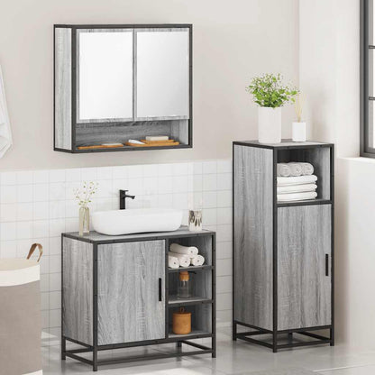 vidaXL 3 Piece Bathroom Furniture Set Grey Sonoma Engineered Wood 4