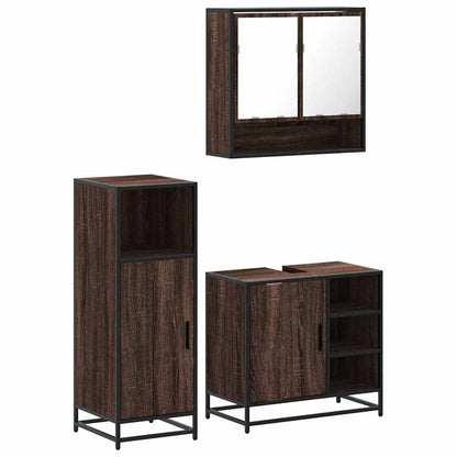vidaXL 3 Piece Bathroom Furniture Set Brown Oak Engineered Wood 2