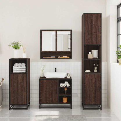 vidaXL 3 Piece Bathroom Furniture Set Brown Oak Engineered Wood 3
