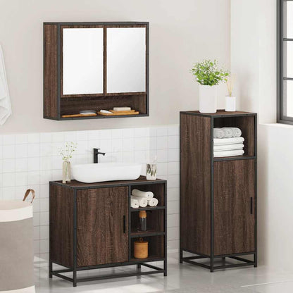 vidaXL 3 Piece Bathroom Furniture Set Brown Oak Engineered Wood 4