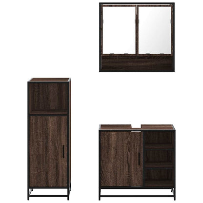 vidaXL 3 Piece Bathroom Furniture Set Brown Oak Engineered Wood 5