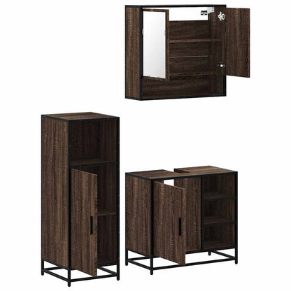 vidaXL 3 Piece Bathroom Furniture Set Brown Oak Engineered Wood 6