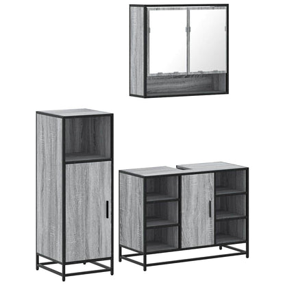 vidaXL 3 Piece Bathroom Furniture Set Grey Sonoma Engineered Wood 2