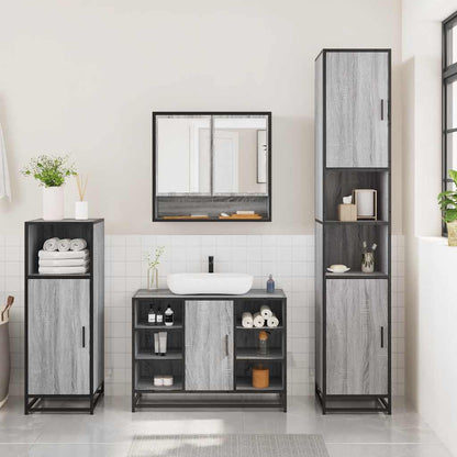 vidaXL 3 Piece Bathroom Furniture Set Grey Sonoma Engineered Wood 3