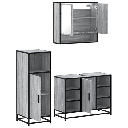 vidaXL 3 Piece Bathroom Furniture Set Grey Sonoma Engineered Wood 6