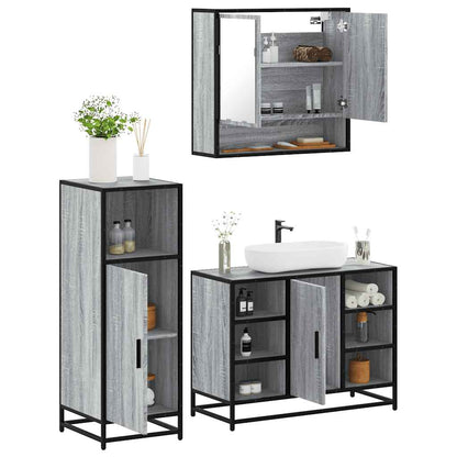vidaXL 3 Piece Bathroom Furniture Set Grey Sonoma Engineered Wood 1