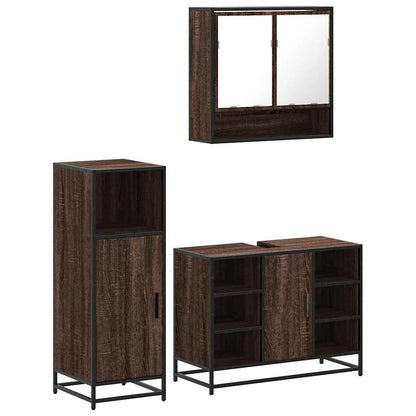 vidaXL 3 Piece Bathroom Furniture Set Brown Oak Engineered Wood 2