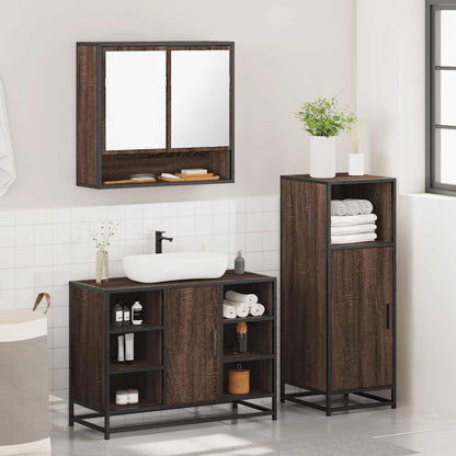 vidaXL 3 Piece Bathroom Furniture Set Brown Oak Engineered Wood 4