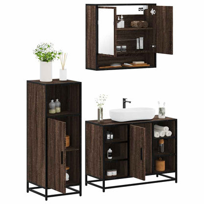 vidaXL 3 Piece Bathroom Furniture Set Brown Oak Engineered Wood 1