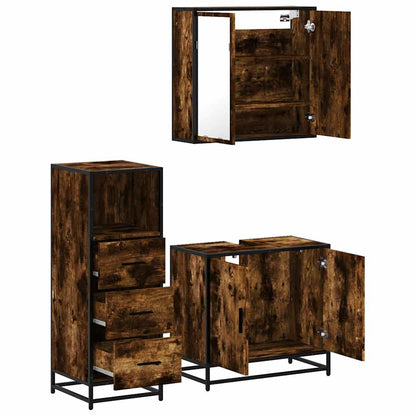 vidaXL 3 Piece Bathroom Furniture Set Smoked Oak Engineered Wood 6