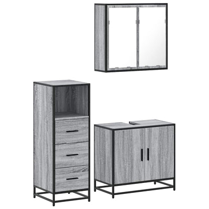 vidaXL 3 Piece Bathroom Furniture Set Grey Sonoma Engineered Wood 2