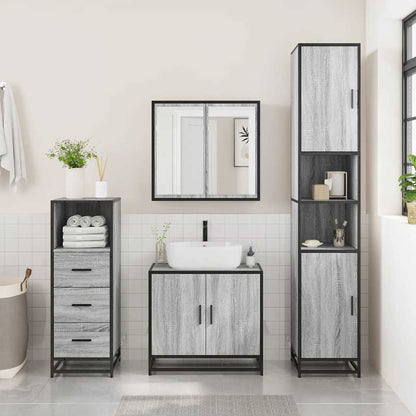 vidaXL 3 Piece Bathroom Furniture Set Grey Sonoma Engineered Wood 3