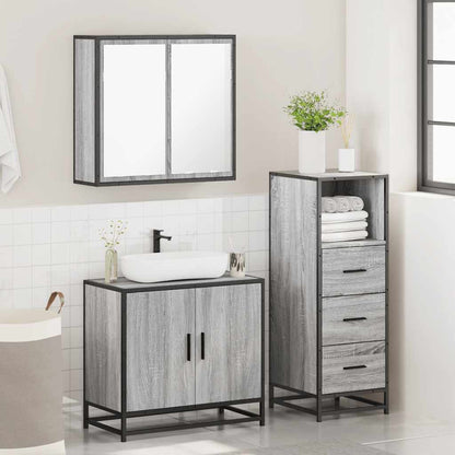 vidaXL 3 Piece Bathroom Furniture Set Grey Sonoma Engineered Wood 4