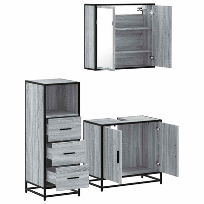 vidaXL 3 Piece Bathroom Furniture Set Grey Sonoma Engineered Wood 6