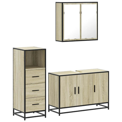 vidaXL 3 Piece Bathroom Furniture Set Sonoma Oak Engineered Wood 2