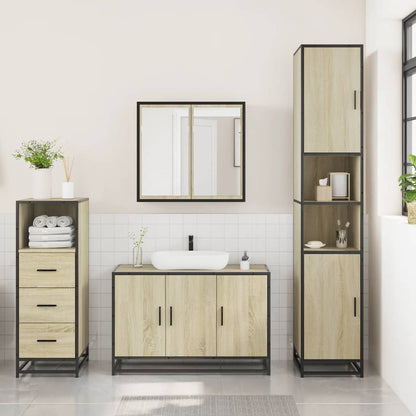 vidaXL 3 Piece Bathroom Furniture Set Sonoma Oak Engineered Wood 3