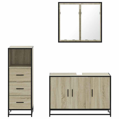 vidaXL 3 Piece Bathroom Furniture Set Sonoma Oak Engineered Wood 5