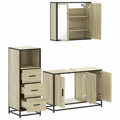 vidaXL 3 Piece Bathroom Furniture Set Sonoma Oak Engineered Wood 6