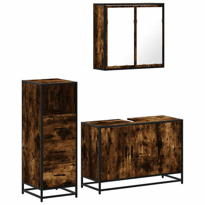 vidaXL 3 Piece Bathroom Furniture Set Smoked Oak Engineered Wood 2