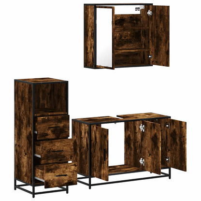 vidaXL 3 Piece Bathroom Furniture Set Smoked Oak Engineered Wood 6