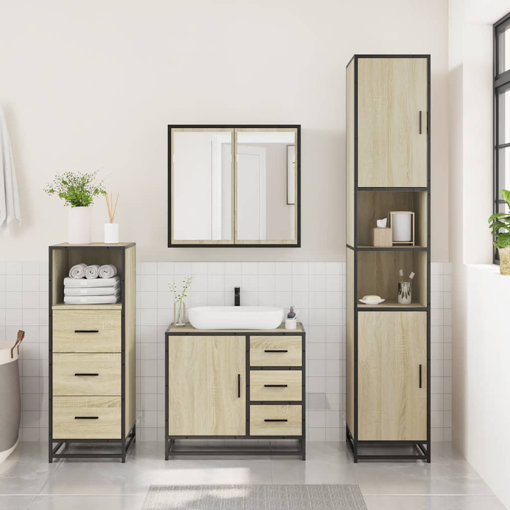 Bathroom Furniture Set 3 pcs Engineered Wood Sonoma oak