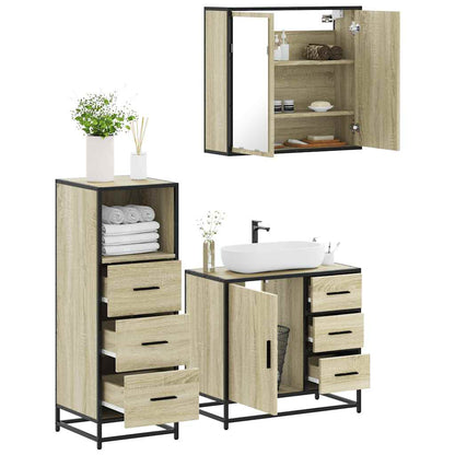 vidaXL 3 Piece Bathroom Furniture Set Sonoma Oak Engineered Wood 1