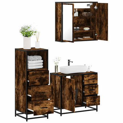 vidaXL 3 Piece Bathroom Furniture Set Smoked Oak Engineered Wood 1