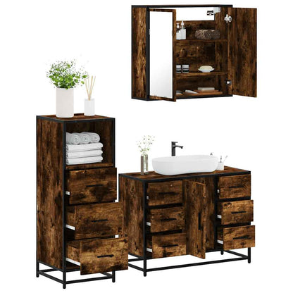 vidaXL 3 Piece Bathroom Furniture Set Smoked Oak Engineered Wood 1
