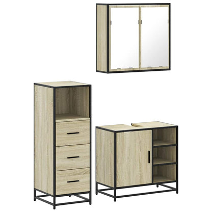 vidaXL 3 Piece Bathroom Furniture Set Sonoma Oak Engineered Wood 2