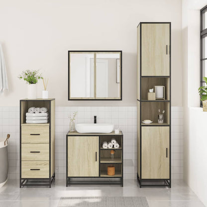 vidaXL 3 Piece Bathroom Furniture Set Sonoma Oak Engineered Wood 3