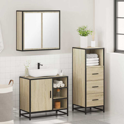 vidaXL 3 Piece Bathroom Furniture Set Sonoma Oak Engineered Wood 4