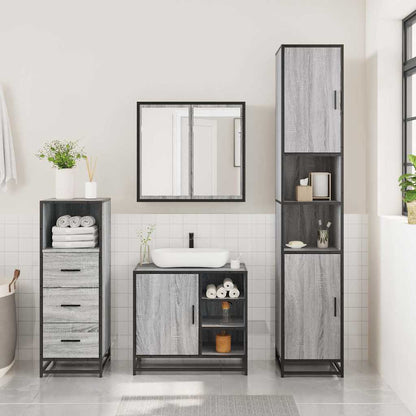 vidaXL 3 Piece Bathroom Furniture Set Grey Sonoma Engineered Wood 3