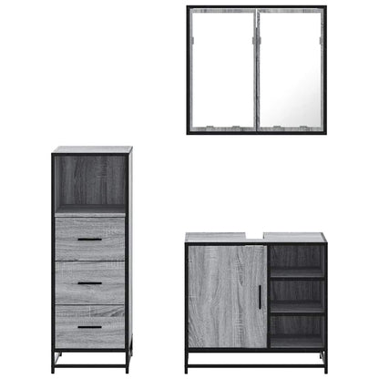vidaXL 3 Piece Bathroom Furniture Set Grey Sonoma Engineered Wood 5
