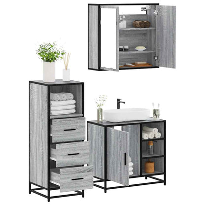 vidaXL 3 Piece Bathroom Furniture Set Grey Sonoma Engineered Wood 1