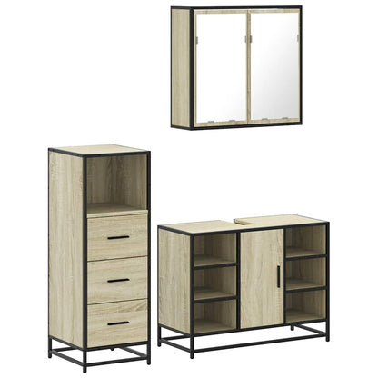 vidaXL 3 Piece Bathroom Furniture Set Sonoma Oak Engineered Wood 2