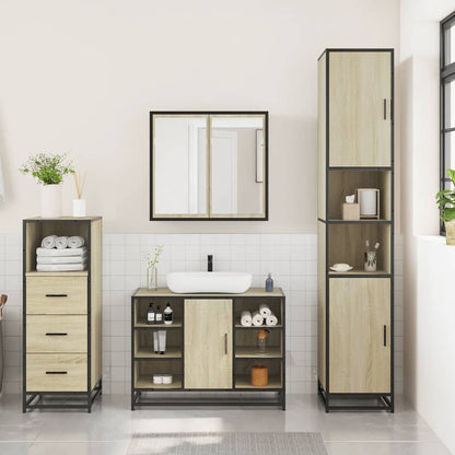 vidaXL 3 Piece Bathroom Furniture Set Sonoma Oak Engineered Wood 3