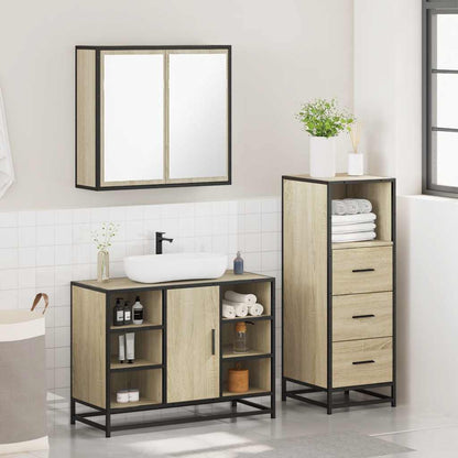 vidaXL 3 Piece Bathroom Furniture Set Sonoma Oak Engineered Wood 4