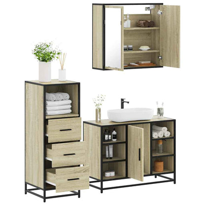vidaXL 3 Piece Bathroom Furniture Set Sonoma Oak Engineered Wood 1